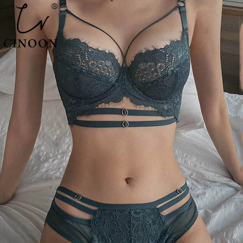 CINOON Classic Bandage Bra Set Lingerie Push Up Brassiere Lace Plus Size Underwear Set Sexy Ultra-thin Cup For Women underwear