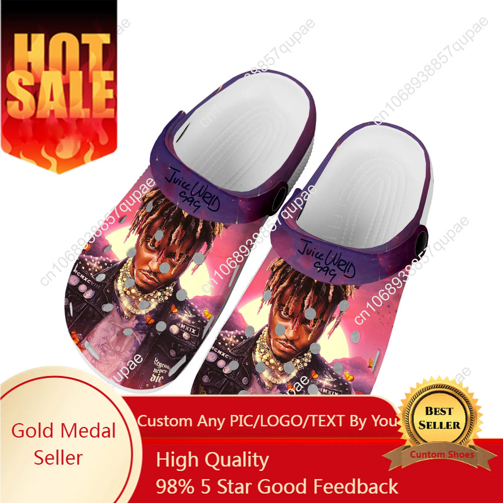 Juice Wrld 999 Hip Hop Rapper Home Clogs Custom Water Shoes Mens Womens Teenager Shoe 3D Print Garden Clog Beach Hole Slippers