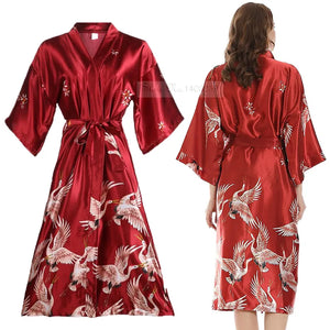 Long Kimono Satin Bathrobe