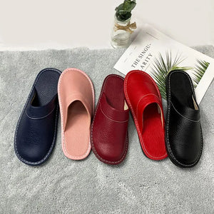 Autumn Winter Indoor Shoes Men's Slippers Plus Size 47 48 Man Concise Navy Blue Slides Simple Leather Home Slippers For Men