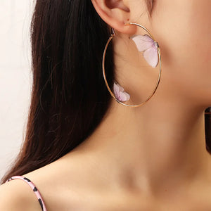 2021 Trendy Large Hoop Earrings Girls Big Circle Round Butterfly Earrings Jewelry For Womens Party