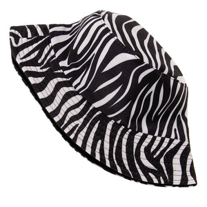 FOXMOTHER New Fashion Black Beige Striped Zebra Print Bucket Hats For Womens Ladies Gifts