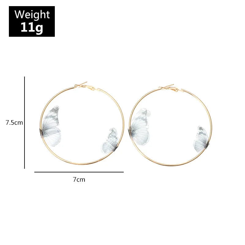 2021 Trendy Large Hoop Earrings Girls Big Circle Round Butterfly Earrings Jewelry For Womens Party