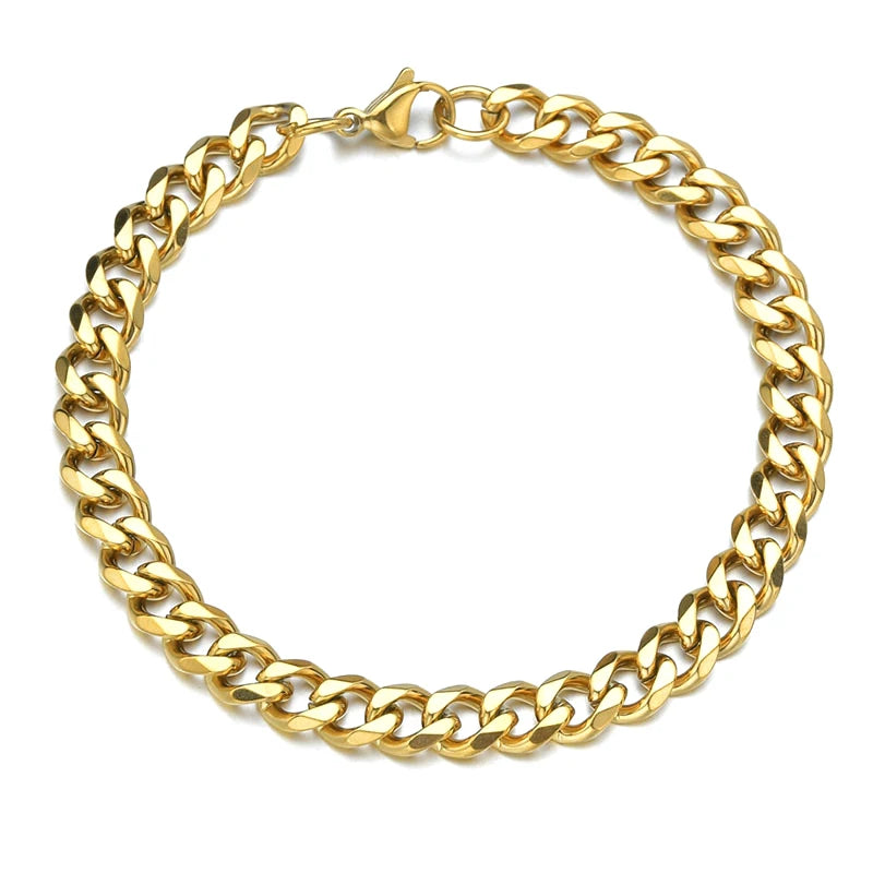 High Quality Stainless Steel Bracelets For Men Blank Color Punk Curb Cuban Link Chain Bracelets On the Hand Jewelry Gifts trend
