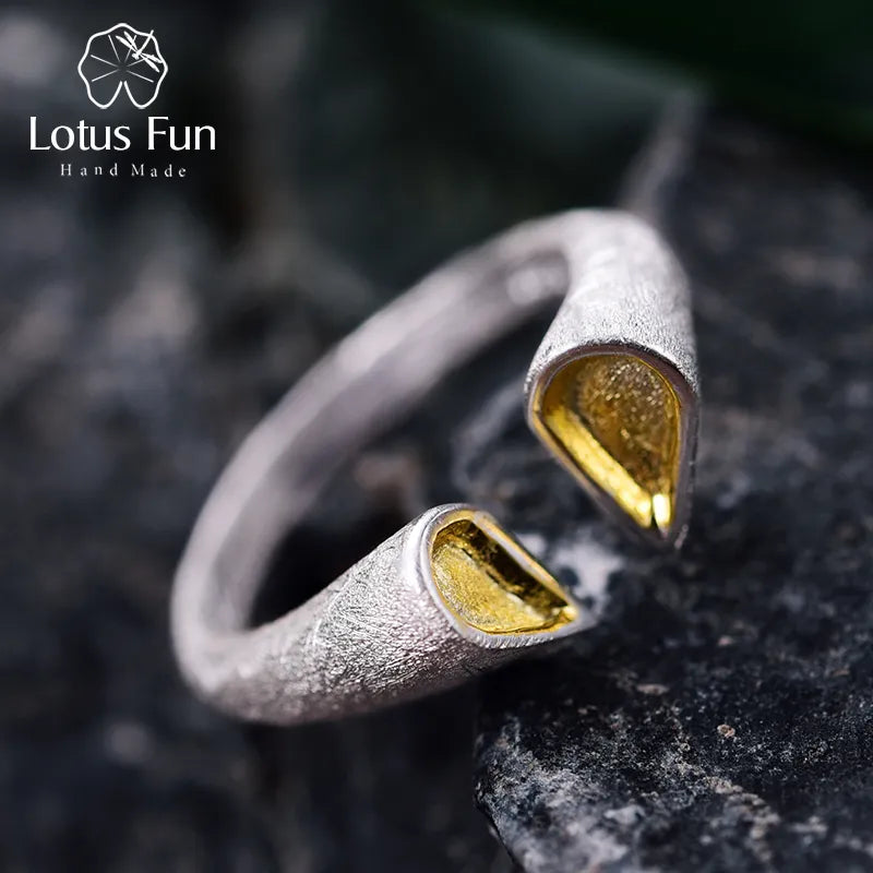 Lotus Fun Real 925 Sterling Silver Ring Natural Creative Designer Fine Jewelry Top Quality Love Heart Rings for Women Bijoux