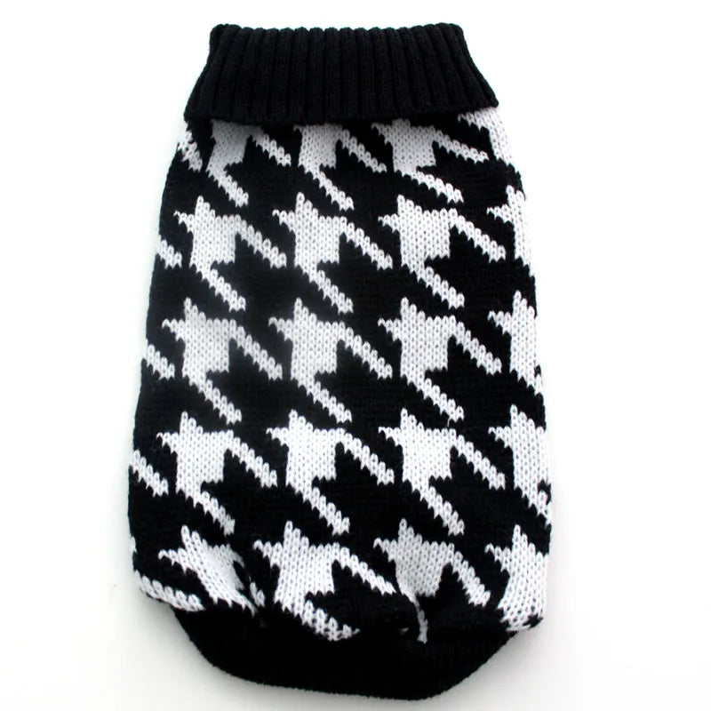 Dog Cat Sweater Hoody Pet coat Jumper Clothes Houndstooth Design Winter Warm Clothing Apparel