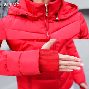 2021 Winter Jacket women Plus Size Womens Parkas Thicken Outerwear solid hooded Coats Short Female Slim Cotton padded basic tops