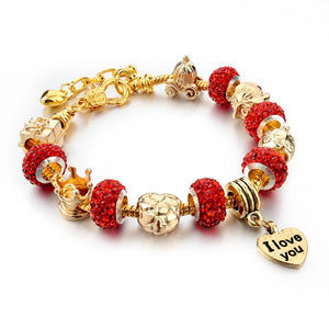 LongWay Crystal Beads Bracelets For Women Friendship Love Charm Gold Color Chain DIY Bracelets & Bangles SBR150122