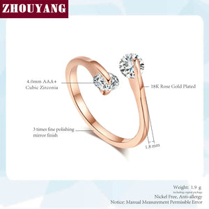ZHOUYANG Engagement Wedding Ring For Women Classic Elegant Twin Cubic Zirconia Rose Gold Color Fashion Jewelry Gift ZYR007
