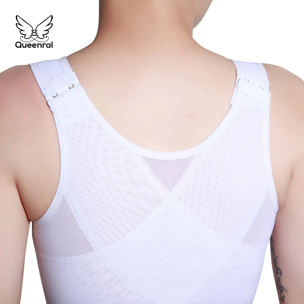 lesbian Chest Binder vest Lesbian Casual Breathable Buckle short Tops Bandage Breast Binder Correction underwear Anti-humpback