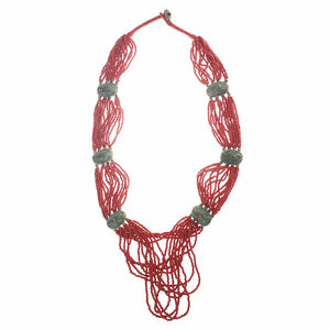TNL252 Tibetan Red Mini Beads Charms Long Necklace Ethnic BOHO Fashion Jewelry
