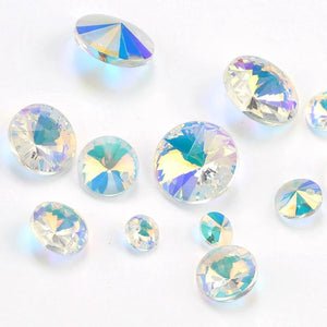 6mm 8mm 10mm 12mm 14mm Rivoli crystal beads pointed back round glass beads Fancy Stone for Jewelry making Necklaces Earrings