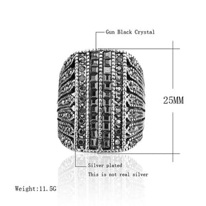 Kinel Punk Rock Black Crystal Rings For Women Vintage Wedding Party Accessories Love Gift Fashion Big Butterfly Ring