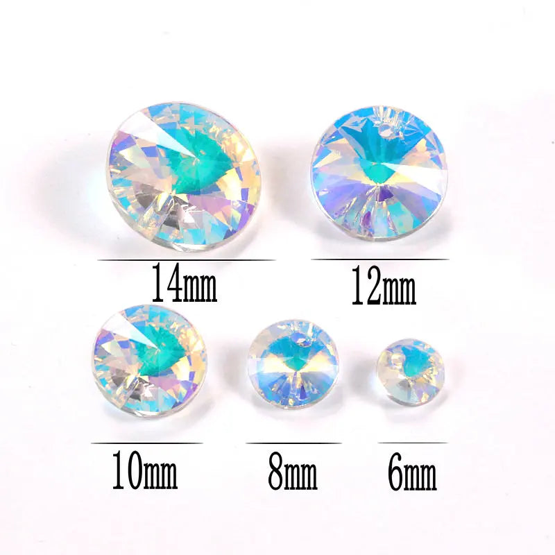 6mm 8mm 10mm 12mm 14mm Rivoli crystal beads pointed back round glass beads Fancy Stone for Jewelry making Necklaces Earrings