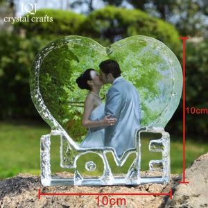 Customized Love Heart Shaped Crystal Wedding Photo Album Pictures Stickup Photo Frame Baby Decoration Friends Family Lover Gifts