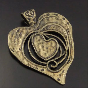 3pcs/lot Love Heart Large Charms Necklace Pendant Vintage Jewelry Findings Necklace Pendant Antique Bronze Tone 68*63*2mm Retro