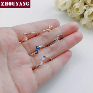 ZHOUYANG Engagement Wedding Ring For Women Classic Elegant Twin Cubic Zirconia Rose Gold Color Fashion Jewelry Gift ZYR007