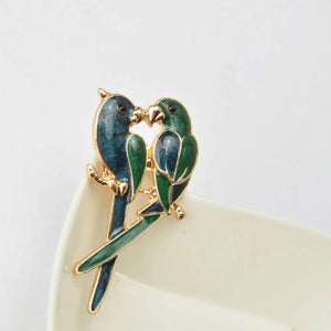 MZC Classic Dark Blue Bouble Bird Brooch Cute Animal Brooches For Womens Party Jewelry Love Brosch Bijoux Femme Bijuterias