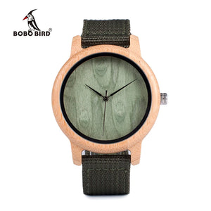 BOBO BIRD WD11D12 Wood Bamboo Watch for Mens Womens Brand Designer Watches Soft Nylon Band Carton Gift Box Relogio masculino