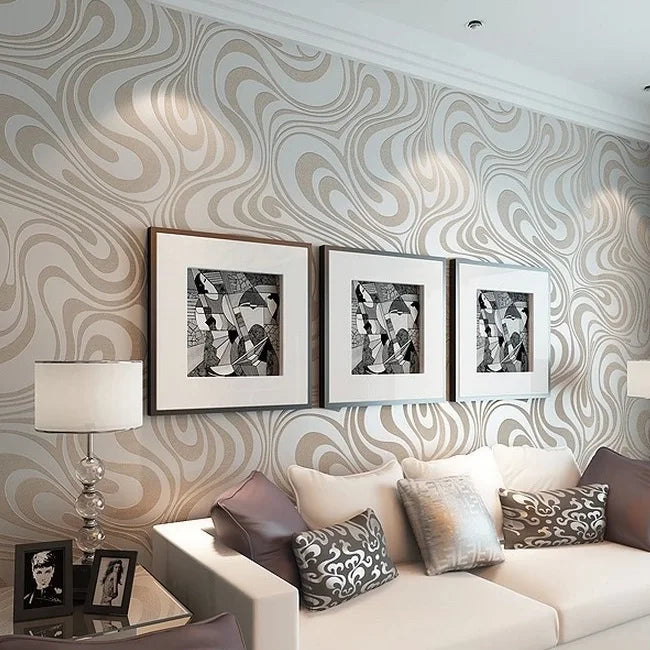 High quality 0.7m*8.4m Modern Luxury 3d wallpaper roll mural papel de parede flocking for striped wall paper 5 color R136
