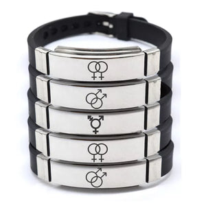 Stainless Steel LGBT Bracelet Engrave Gay Lesbian Transgender Symbol Silicone Bracelets For Men Women