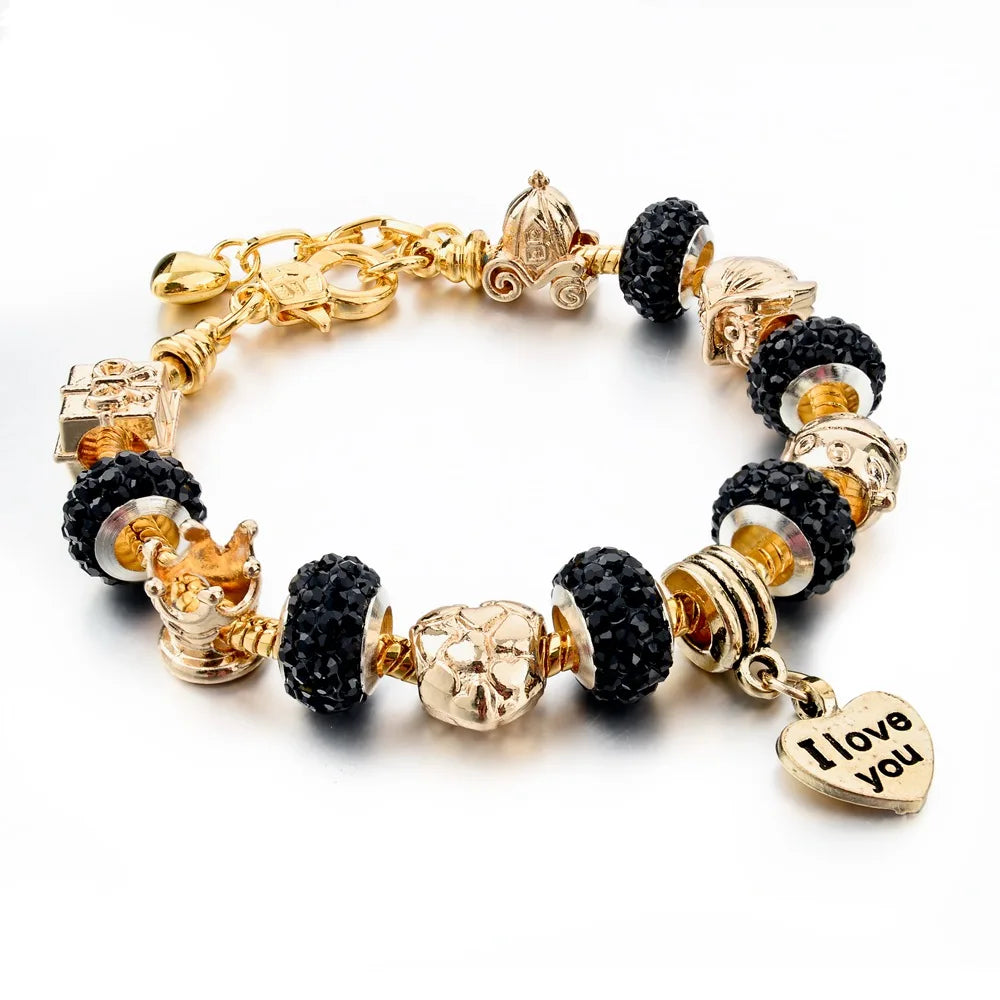 LongWay Crystal Beads Bracelets For Women Friendship Love Charm Gold Color Chain DIY Bracelets & Bangles SBR150122