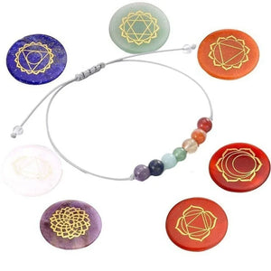 Handmade 6mm Beads Mens Womens 7 Chakra Mixed Stone Healing Chakra Mala Beaded Bracelet