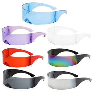 Fashion Futuristic Luminous Sunglasses Wrap Around Cycling  Eyeglass Halloween Party Rimless Anti-UV Sun Glasses Party Decorate