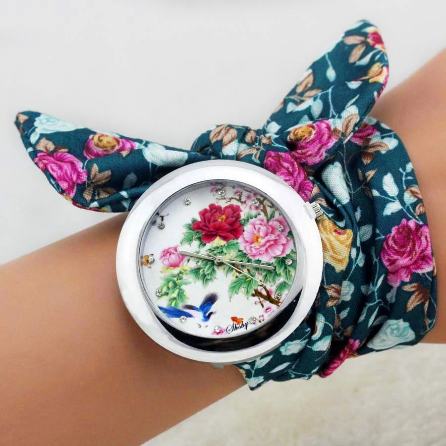 Shsby New Design Flower Cloth Wrist Watch