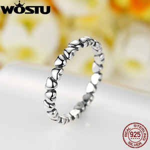 WOSTU 100% 925 Sterling Silver Love Heart Rings For Women Wedding Engagement Silver Ring Original Finger Jewelry XCH7108