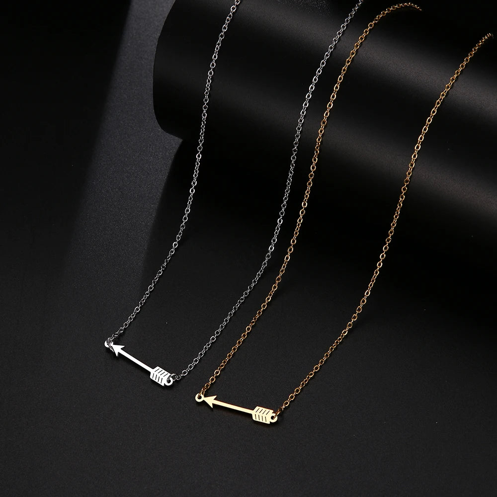 DOTIFI  Stainless Steel Necklace For Women Man Lucky Love Arrow Pendant Choker Necklace Engagement High QualityJewelry