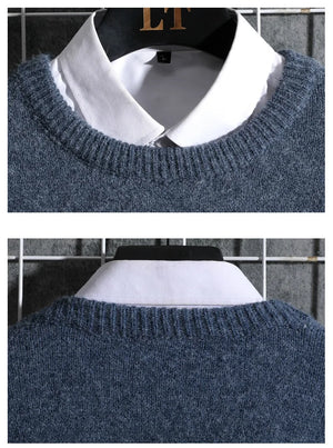 2023 Men Colorblock Sweaters Autumn Men's Pullovers Harajuku Streetwear Patchwork Sweater O-neck Knitted Warm Bottoming Shirt