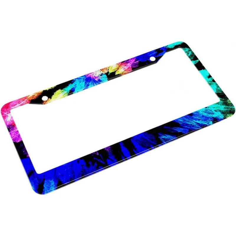 Rainbow Tie Dye Pattern License Plate Frame Watercolor LBGT Novelty License Plate Frame Hippie License Plate Cover Car Tag