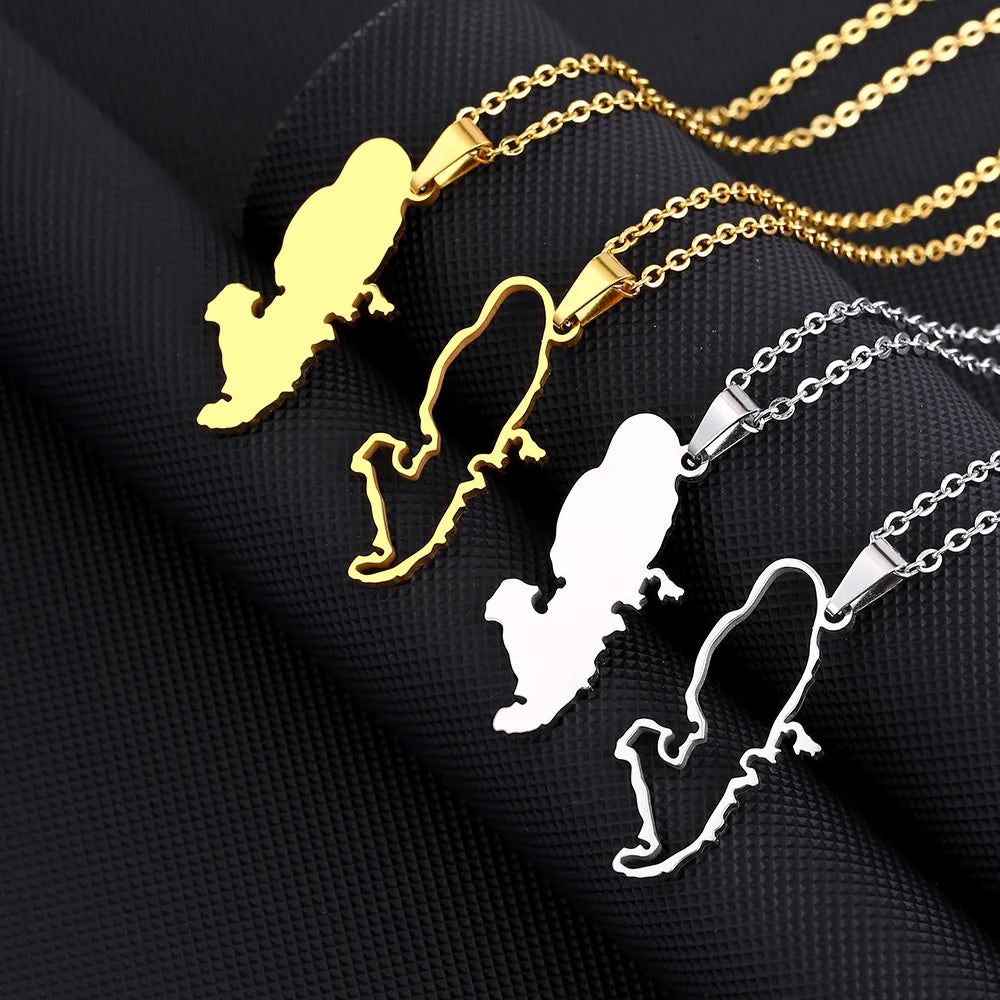 Gold Silver Color Martinique Flag Map of France Pendant Necklace Women's Stainless Steel Choker Necklaces Luxury Jewelry X111