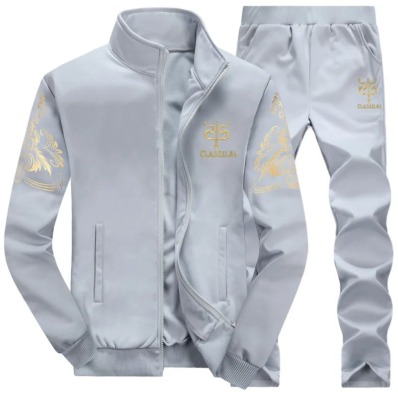 FGKKS 2023 Fashion Sports Men Sets Printed Hoodies Sweatshirt+Sweatpants Suit Mens 2 Pieces Sets Slim Tracksuit Male