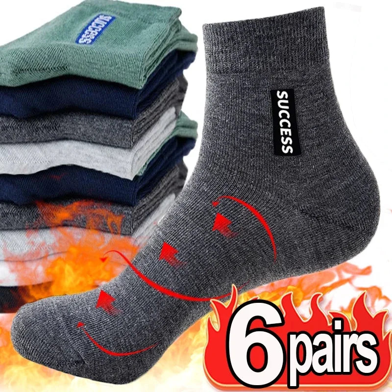 6 Pairs Bamboo Fiber Autumn Winter Men Socks Breathable Cotton Sports Sock Breathable Deodorant Business Socks Plus Size 38-47