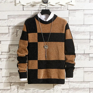 Long Sleeve Colorblock Sweater Stylish Men's Winter Sweater