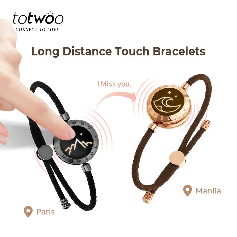 Totwoo long distance touch Bracelets for Couples Long Distance light up&Vibrate Moutain&Sea Love Bracelets Smart Jewelry sets