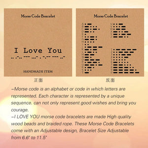 I Love You Morse Code Bracelet Alphabet Natural Tiger Eye Stone Mens Bracelet with To My Son Card Gift