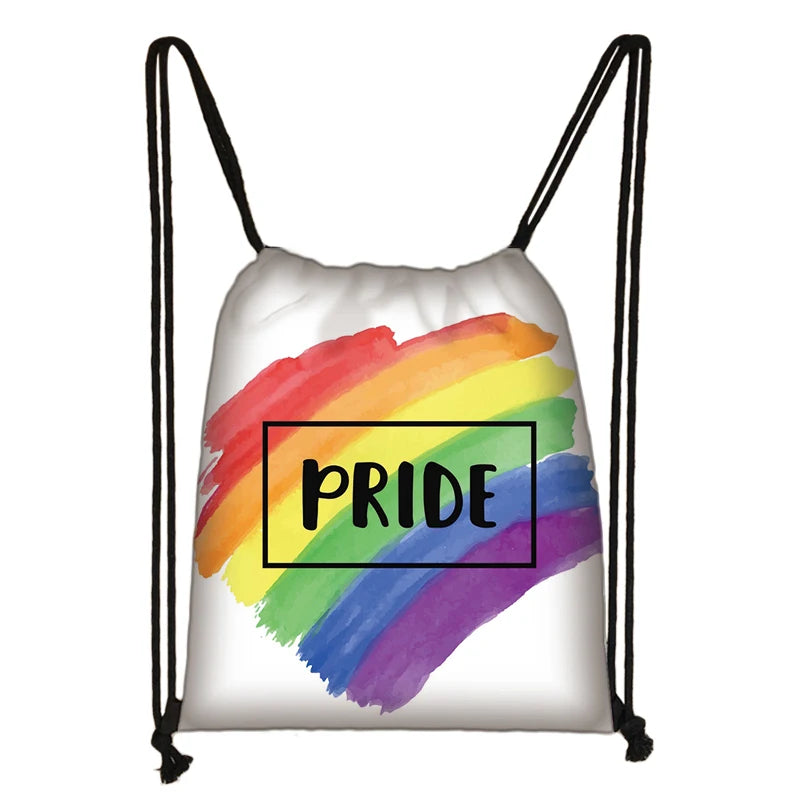 Pride Lgbt Gay Love Lesbian Rainbow Print Drawstring Bag Man and Women Backpack Dab Rainbow Unicorn Storage Bags Gift