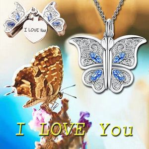 Fashion Butterfly Necklace I Love YOU Pendant Engagement Necklaces for Women Insect Jewelry Birthday Party Anniversary Gift