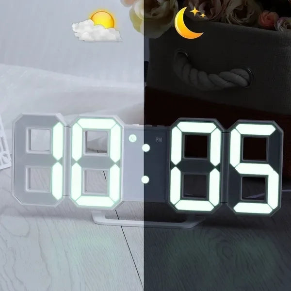 3D Digital Wall Clock Decoration for Home Glow Night Mode Adjustable Electronic Watch Living Room LED Clock Decor Clocks Garden