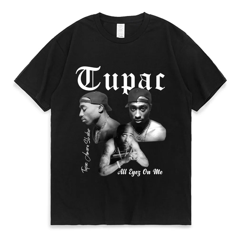Rapper Tupac 2pac Graphic T Shirt Fashion High Quality Short Sleeves T-shirts Oversized Hip Hop Streetwear Men's Cotton T-shirt