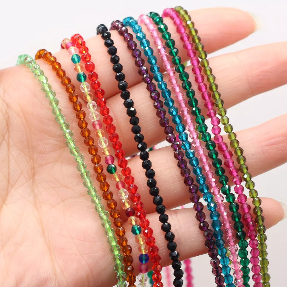 125 Pieces Spinel Beads Crystal Beads Loose DIY Jewelry Making Bracelet Necklace Accessories 3mm Length 38cm