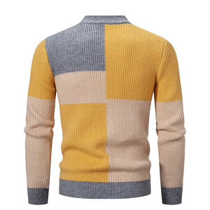 Men’s Mock Neck Pullovers Youthful Vitality Fashion Patchwork Knitted Sweater Men Slim Casual Pullover Autumn Wintr Knitwear Man