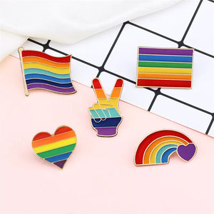 Rainbow Heart Enamel Pins Gay Lesbian Pride LGBT Badge Love Is Love Brooches Jewelry Gift For Men Women Unisex Clothes Lapel Pin