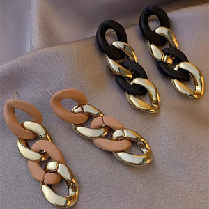 Fashion Chain Tassel Gold Plated Earrings Long Woven Earrings Luxury Jewelry Earrings for Women Birthday Paty Anniversary Gift