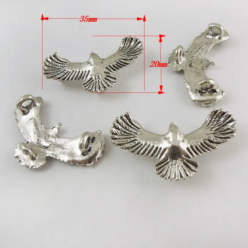 10PCS Vintage Man Antique Color Alloy Flying Eagle Charms Necklace Pendant Jewelry Connector Craft 35*20*7mm Jewelry Findings