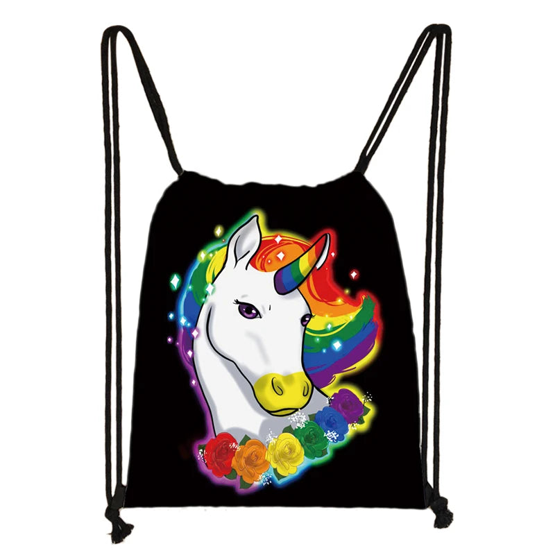 Pride Lgbt Gay Love Lesbian Rainbow Print Drawstring Bag Man and Women Backpack Dab Rainbow Unicorn Storage Bags Gift