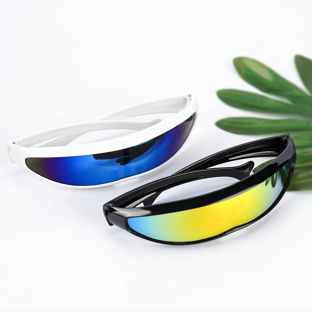 Futuristic Narrow Cyclops Visor Sunglasses Laser Eyeglasses UV400 Personality Mirrored Lens Costume Eyewear Glasses